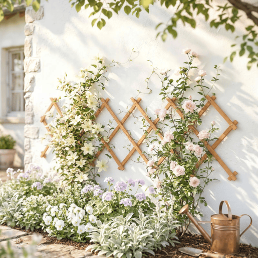 Outsunny Treliça de Jardim em Madeira Extensível Suporte para Plantas Trepadoras Rosas, Videiras Decoração Exterior para Pátio Varanda 180x60 cm Castanho Claro