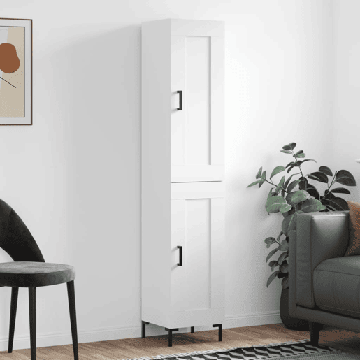 Armário alto - Bufete - Móvel de apoio 34,5x34x180 cm madeira processada branco pt610 Armário alto - Bufete - Móvel de apoio 34,5x34x180 cm madeira processada branco pt610