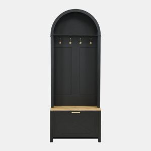 Móvel de entrada 75 L x 35 P x 195 A - Prateleira para sapatos, ganchos, design moderno - Preto, Madeira