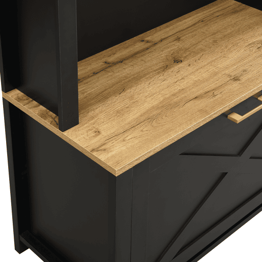 Móvel de entrada 75 L x 35 P x 195 A - Prateleira para sapatos, ganchos, design moderno - Preto, Madeira