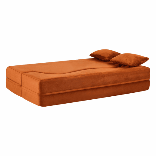 Sofá-cama de 2 lugares - colchão de molas, dobrável, sem montagem, para sala de estar e quarto - laranja