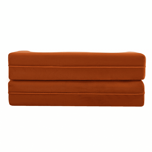 Sofá-cama de 2 lugares - colchão de molas, dobrável, sem montagem, para sala de estar e quarto - laranja