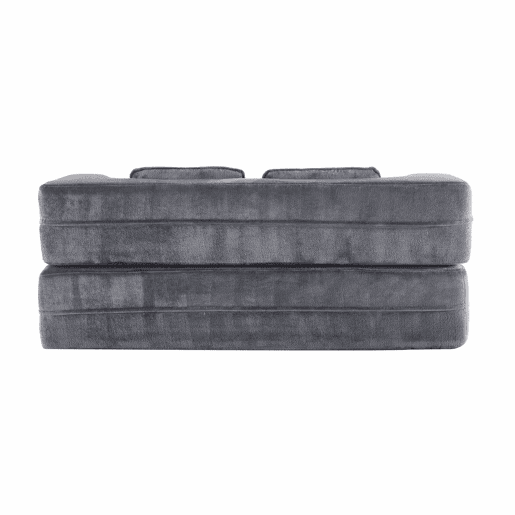 Sofá-cama de chão de 2 lugares - moderno, confortável, com 4 almofadas e colchão de espuma de alta densidade - azul acinzentado