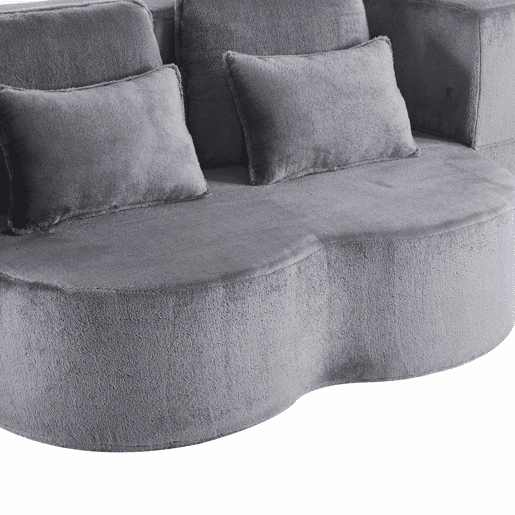 Sofá-cama de chão de 2 lugares - moderno, confortável, com 4 almofadas e colchão de espuma de alta densidade - azul acinzentado
