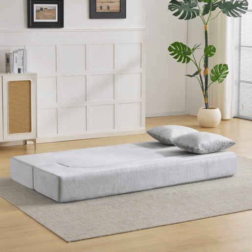 Sofá-cama de 2 lugares - conversível, sem montagem, fácil de transportar - cinzento claro