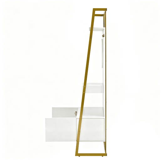 Móvel compacto para hall de entrada 78x38,5x180,5 cm - Com espelho, ganchos metálicos, banco para sapatos - Branco