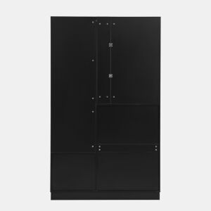 Móvel de entrada 110x33x185,5 cm - Armário compacto com espelho e sapateira - Preto