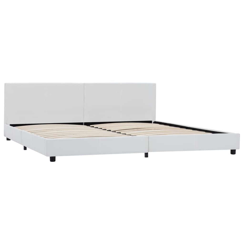Estructura de cama doble matrimonial de cuero sintético blanco 180x200 cm