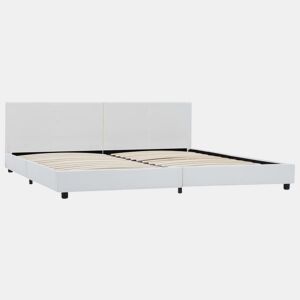 Estrutura de cama em couro artificial 180x200 cm branco