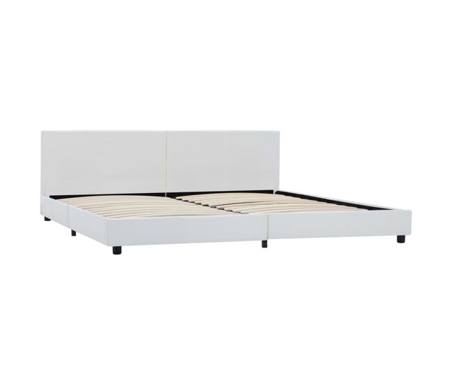 Estructura de cama doble matrimonial de cuero sintético blanco 180x200 cm