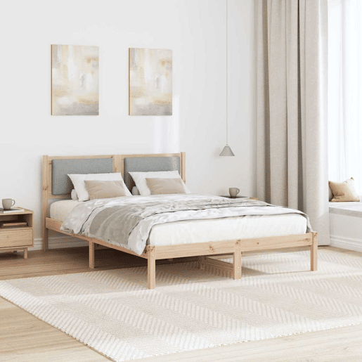 Estrutura da Cama de casal simple com cabeceira Cinzento-claro 140 x 190 cm