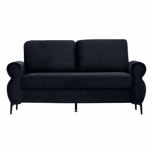 Sofá de 2 lugares - compacto, confortável e resistente - preto