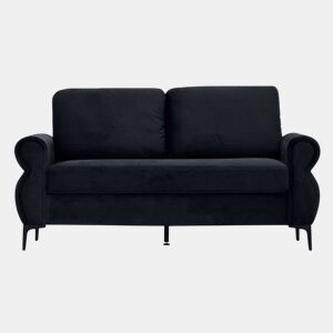 Sofá de 2 lugares - compacto, confortável e resistente - preto