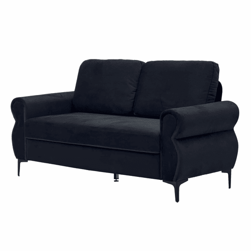 Sofá de 2 lugares - compacto, confortável e resistente - preto