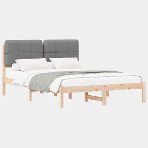 Estrutura de Cama de casal moderno com Cabeceira Estofada Cinzento-claro