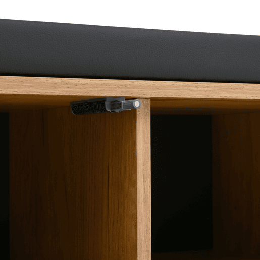 Móvel de entrada 70x36x146 cm - 2 portas, com 3 ganchos - Preto e natural