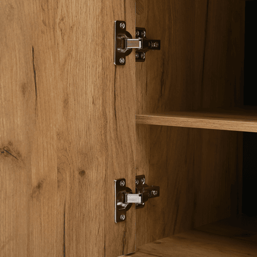 Móvel de entrada 70x36x146 cm - 2 portas, com 3 ganchos - Preto e natural