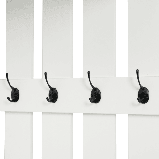Conjunto de móveis para corredor 110x180x37 cm - Com sapateira, banco e 4 ganchos - Branco
