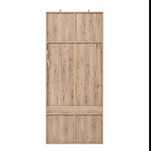 Móvel de entrada 80x185x35 cm - Com assento, 5 ganchos, 2 portas e 6 compartimentos - Natural+Branco