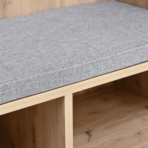 Móvel de entrada 80x185x35 cm - Com assento, 5 ganchos, 2 portas e 6 compartimentos - Natural+Branco