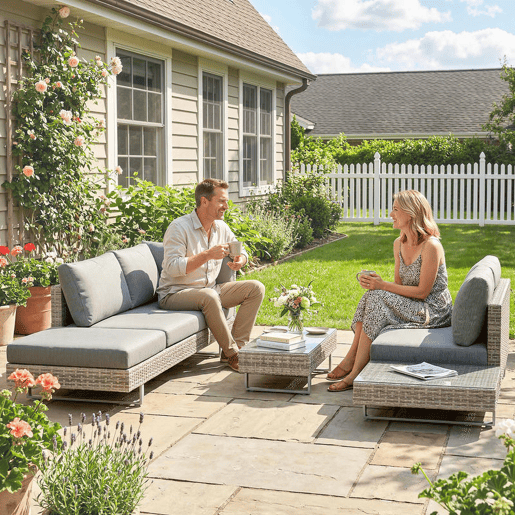 Outsunny Conjunto de Jardim em Ratã de 3 Peças Conjunto Resistente para Terraço Móveis de Jardim para Exterior com Almofadas Sofá de 3 Lugares Sofá de 2 Lugares com Mesa Lateral e Mesa de Centro Cinzento