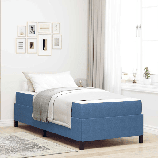Estrutura de cama de solteiro para adultos com colchão - Azul 100 x 200 cm tecido
