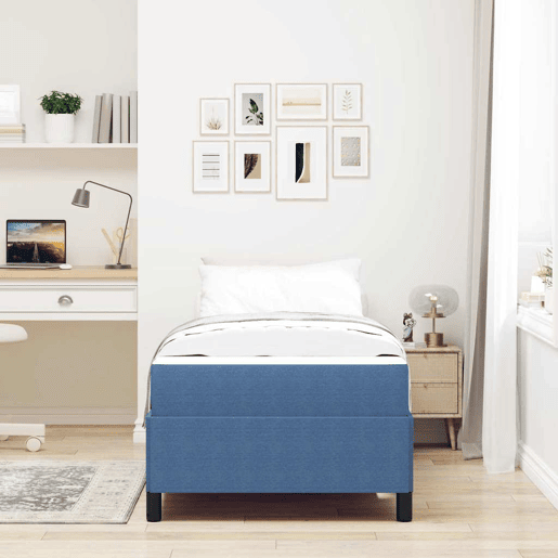 Estrutura de cama de solteiro para adultos com colchão - Azul 100 x 200 cm tecido