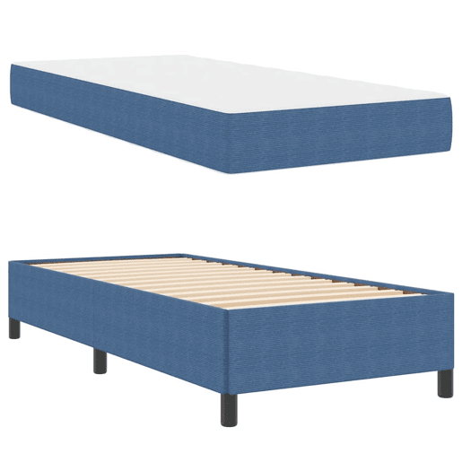 Estrutura de cama de solteiro para adultos com colchão - Azul 100 x 200 cm tecido