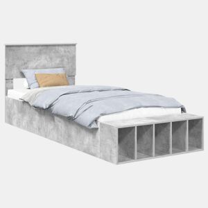 Estrutura de cama de solteiro para adultos Cinzento 90 x 200 cm Madeira processada