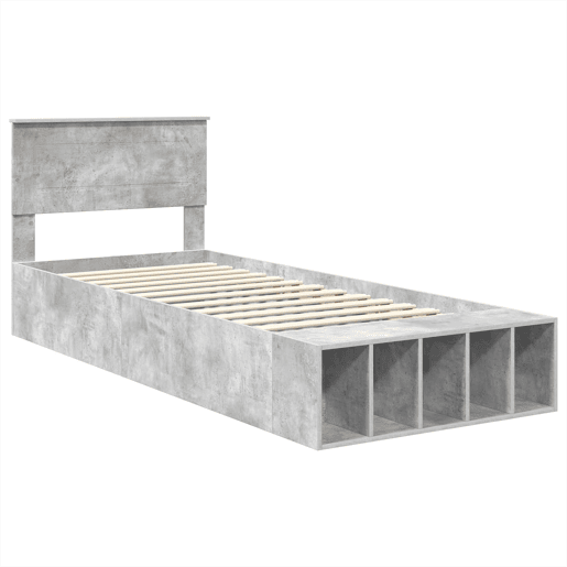 Estrutura de cama de solteiro para adultos Cinzento 90 x 200 cm Madeira processada