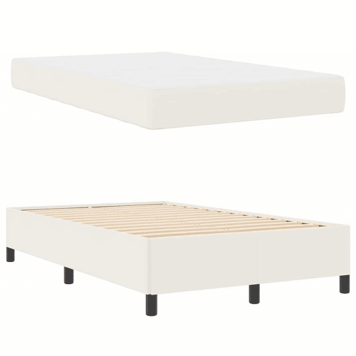 Estrutura da Cama de casal moderno com colchão - Creme 120 x 190 cm tecido