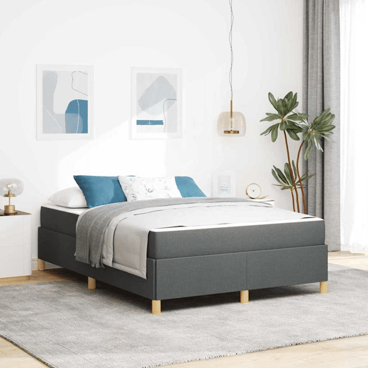Estrutura da Cama de casal moderno com colchão Cinza Escuro 140 x 190 cm tecido