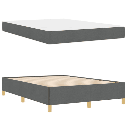 Estrutura da Cama de casal moderno com colchão Cinza Escuro 140 x 190 cm tecido
