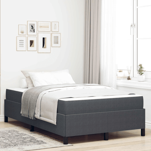 Estrutura da Cama de casal moderno com colchão Cinza Escuro 120 x 190 cm tecido