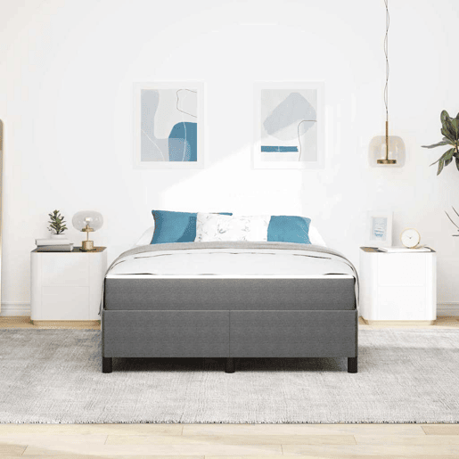 Estrutura De Cama De Casal Simple - Cinzento-claro 140 x 190 cm tecido