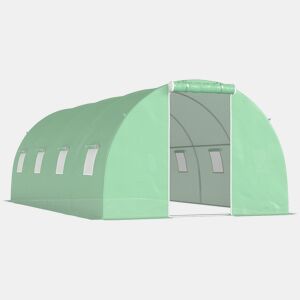 Outsunny Estufa Tipo Túnel 6x3x2 m Estufa de Exterior com Paredes Laterais Enroláveis 8 Janelas de Malha e Porta Enrolável com Fecho de Correr para Jardim Pátio Verde