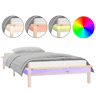 Estrutura de cama de solteiro para adultos de solteiro c LED 90x190 cm madeira maciça