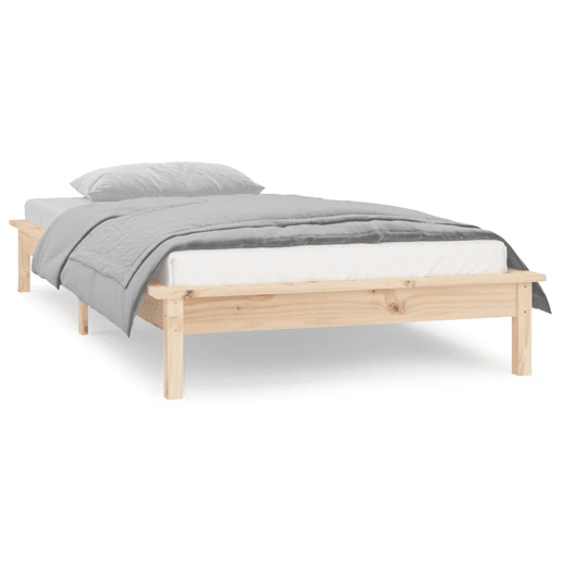 Estrutura de cama de solteiro para adultos de solteiro c LED 90x190 cm madeira maciça Estrutura de cama de solteiro para adultos de solteiro c LED 90x190 cm madeira maciça