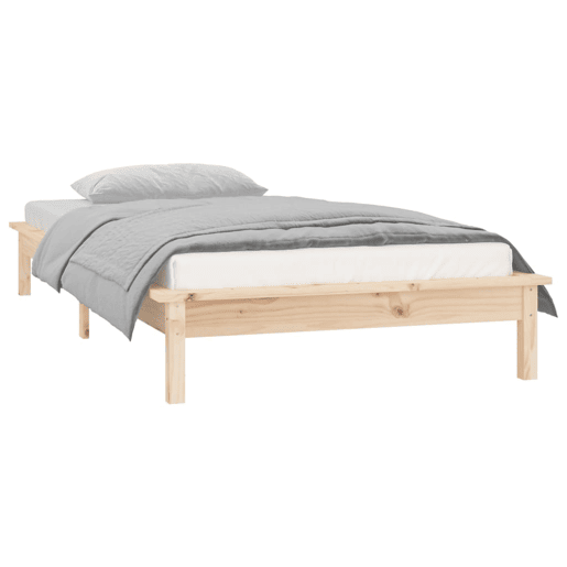 Estrutura de cama de solteiro para adultos de solteiro c LED 90x190 cm madeira maciça Estrutura de cama de solteiro para adultos de solteiro c LED 90x190 cm madeira maciça