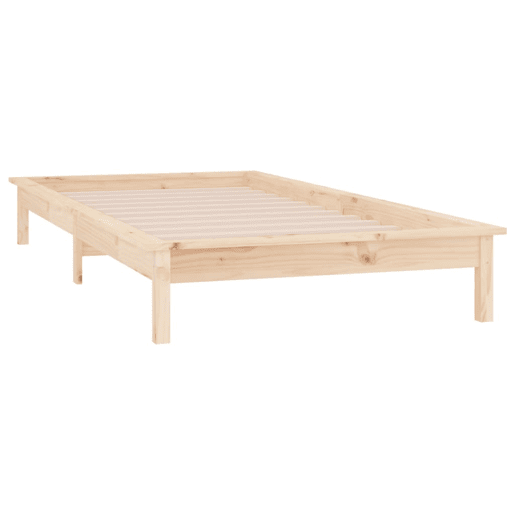 Estrutura de cama de solteiro para adultos de solteiro c LED 90x190 cm madeira maciça Estrutura de cama de solteiro para adultos de solteiro c LED 90x190 cm madeira maciça