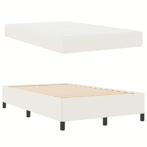 Estrutura da Cama de casal moderno com colchão - Creme 120 x 200 cm tecido Estrutura da Cama de casal moderno com colchão - Creme 120 x 200 cm tecido