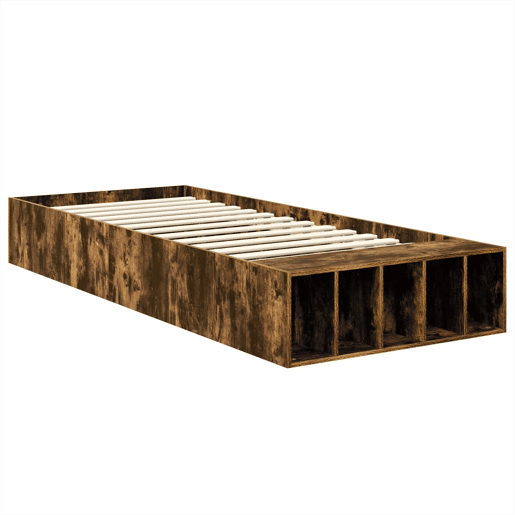 Estrutura de cama de solteiro para adultos com prateleira Carvalho Defumado 75 x 190 cm
