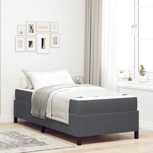 Estrutura de cama de solteiro para adultos com colchão Cinza Escuro 80 x 200 cm tecido
