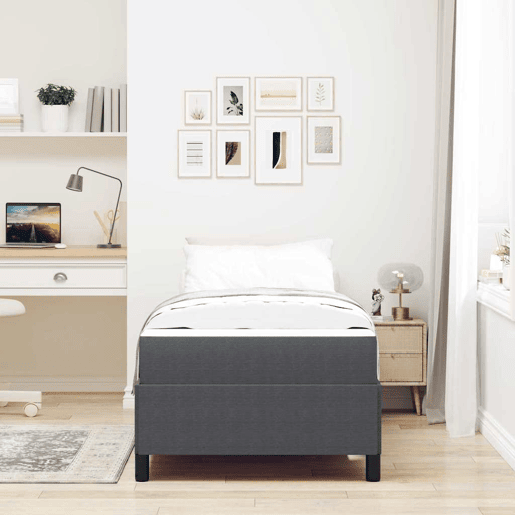 Estrutura de cama de solteiro para adultos com colchão Cinza Escuro 80 x 200 cm tecido
