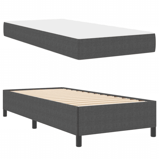 Estrutura de cama de solteiro para adultos com colchão Cinza Escuro 80 x 200 cm tecido