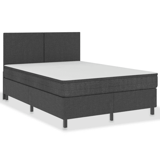Cama de casal simple boxspring 140x200 cm tecido cinzento