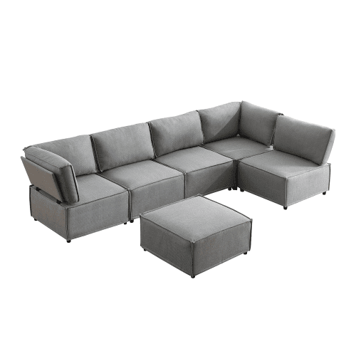Sofá modular + 6 lugares - versátil, flexível e fácil de montar, adequado para todo o tipo de casas - cinzento claro