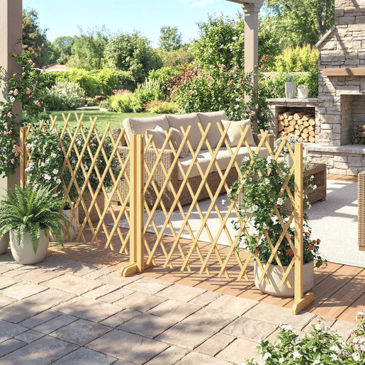 Outsunny Conjunto de 2 Painéis de Vedações de Jardim Exterior de Madeira Portões de Jardim Extensíveis Vedações de Jardim para Decoração de Terraço Pátio 180x30x103 cm Madeira