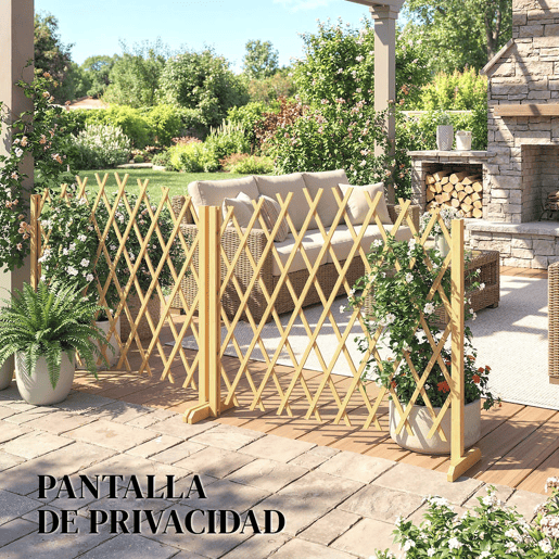 Outsunny Conjunto de 2 Painéis de Vedações de Jardim Exterior de Madeira Portões de Jardim Extensíveis Vedações de Jardim para Decoração de Terraço Pátio 180x30x103 cm Madeira
