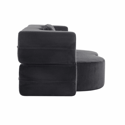 Sofá-cama de 2 lugares - moderno, com 4 almofadas, colchão dobrável de espuma de alta densidade - preto